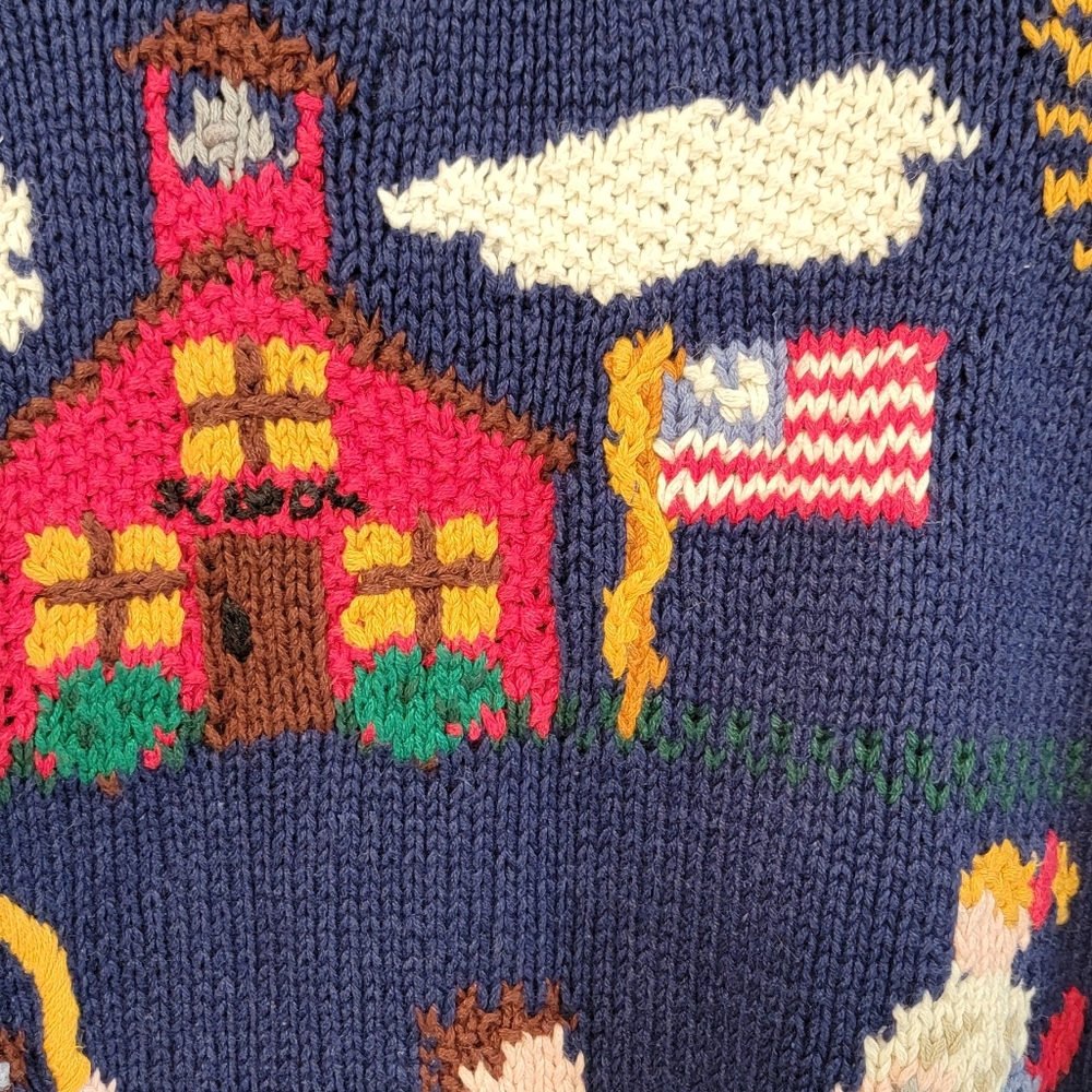 Vintage Northern Isles Hand Knit Freedom USA Prairie Land Sweater Cardigan Small - Picture 2 of 16